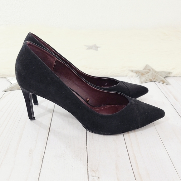 Zara black suede pointed toe pumps size 40 - Picture 3 of 6